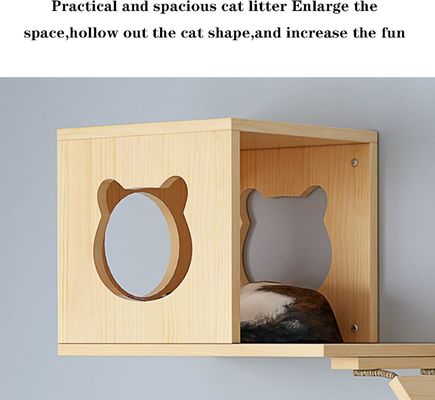 Custom Size Wall Mounted Cat Bed Wooden Cats Board Shelf for Climbing in Living Room