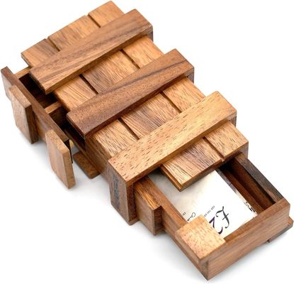 Double Magic Box Brain Teaser Custom Solid Wood Box with Hidden Compartments