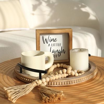 Home Restaurant Bar Hotel Wedding Wooden Plain Color Serving Tray with Handle Decorative