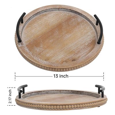 Home Restaurant Bar Hotel Wedding Wooden Plain Color Serving Tray with Handle Decorative