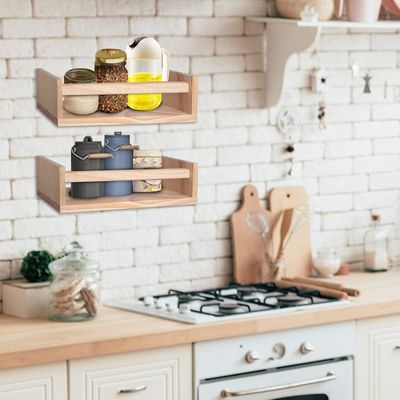Mail Packing Home Decor and Nursery Shelves Set of 2 Naturel Wood Floating Wall Bookshelf