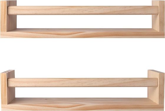 Mail Packing Home Decor and Nursery Shelves Set of 2 Naturel Wood Floating Wall Bookshelf