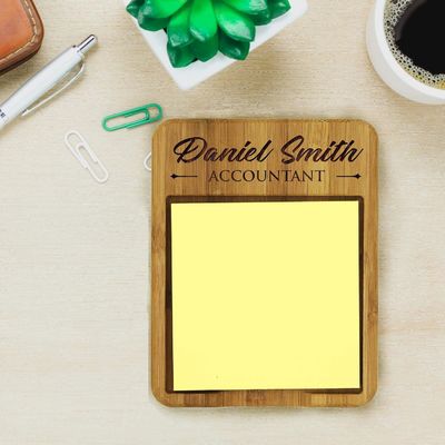 Wooden Custom Personalized Bamboo Sticky Note Holder Dispenser for Business Office