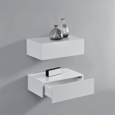 Convenient Hallway Storage Solid Wood Wall Floating Shelf with Drawer 46 x 30 x 15 cm