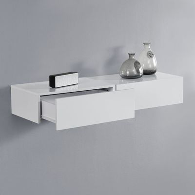 Convenient Hallway Storage Solid Wood Wall Floating Shelf with Drawer 46 x 30 x 15 cm
