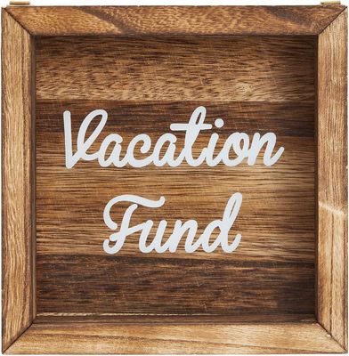 Competitive Burnt Style Wooden Vacation Fund Box for Environmental Savings Piggy Bank