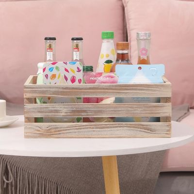 Decorative Wooden Storage Container Boxes Set Of 3 Crates with Handles 13.25x9.5x5.5