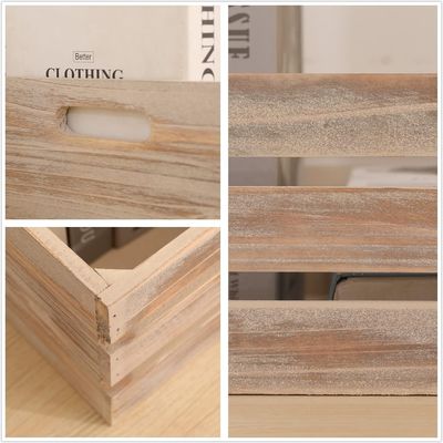 Decorative Wooden Storage Container Boxes Set Of 3 Crates with Handles 13.25x9.5x5.5