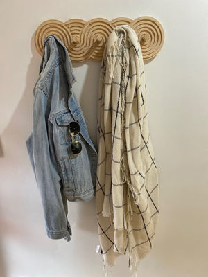 Handcrafted Mid Century Modern Walnut Coat Rack for Coats Hats and Bags in Living Room