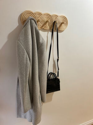 Handcrafted Mid Century Modern Walnut Coat Rack for Coats Hats and Bags in Living Room