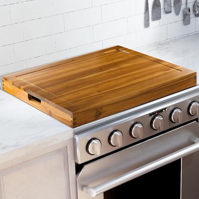 Wooden Stove Cover for Gas Burners and Electric Stove Carved 3 in 1 RV Stovetop Cover