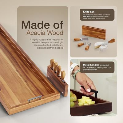 Large Wooden Serving Board Perfect for Displaying and Serving Your Favorite Cheeses