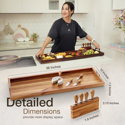 Large Wooden Serving Board Perfect for Displaying and Serving Your Favorite Cheeses
