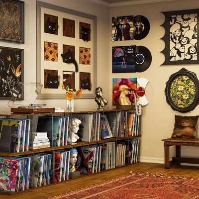 Industrial Record Holder Shelf Vinyl Record Storage Furniture with Modern Design Style