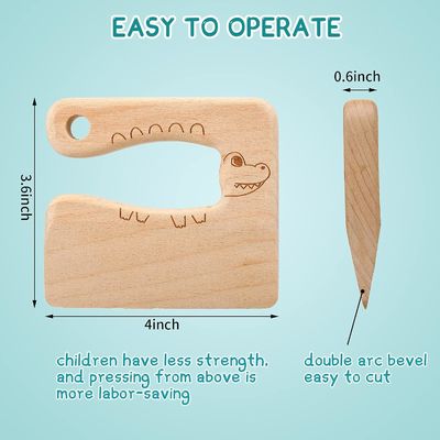 Wood Material Kitchen Tools 2-Piece Kids Knife Set for Cooking and Cutting Veggies Fruits
