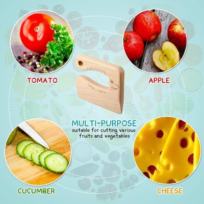 Wood Material Kitchen Tools 2-Piece Kids Knife Set for Cooking and Cutting Veggies Fruits