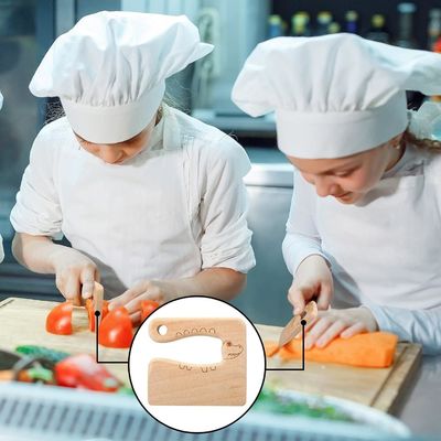 Wood Material Kitchen Tools 2-Piece Kids Knife Set for Cooking and Cutting Veggies Fruits