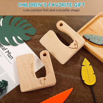 Wood Material Kitchen Tools 2-Piece Kids Knife Set for Cooking and Cutting Veggies Fruits