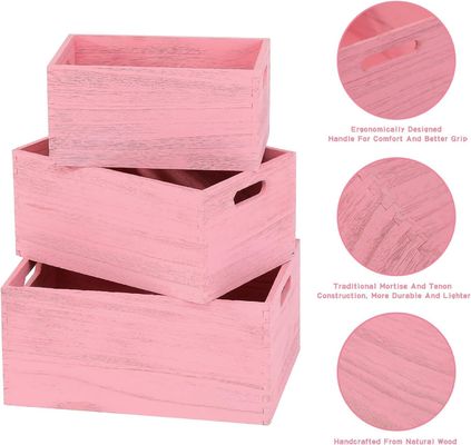 Handcrafted Wooden Storage Set for Vegetables and Bread Fruits 3-Piece Nesting Crate
