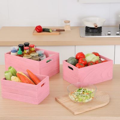 Handcrafted Wooden Storage Set for Vegetables and Bread Fruits 3-Piece Nesting Crate