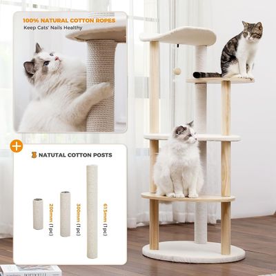 Customized Size 51 Inches 5-Level Cat Tree Cat Tower Activity Center With Scratching Posts Beige