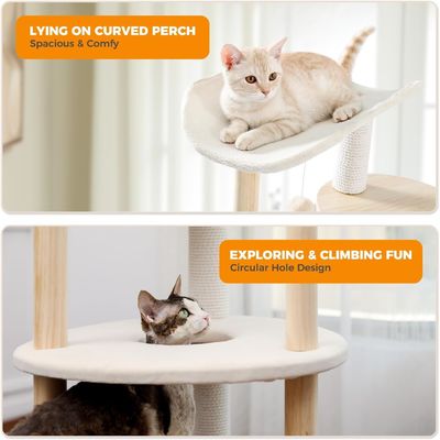 Customized Size 51 Inches 5-Level Cat Tree Cat Tower Activity Center With Scratching Posts Beige