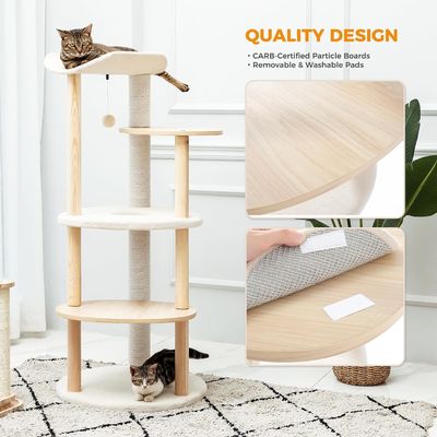 Customized Size 51 Inches 5-Level Cat Tree Cat Tower Activity Center With Scratching Posts Beige
