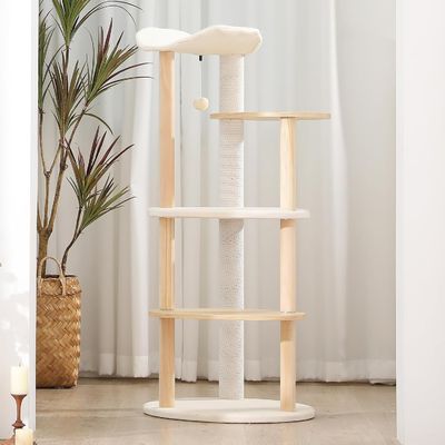 Customized Size 51 Inches 5-Level Cat Tree Cat Tower Activity Center With Scratching Posts Beige