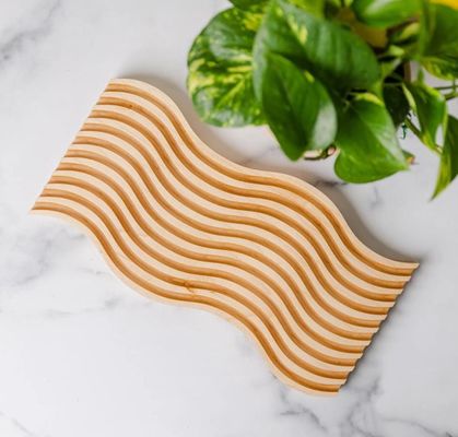 Decorative Maple Wood Wavy Board Display Serving Tray for Modern Custom Boho Style