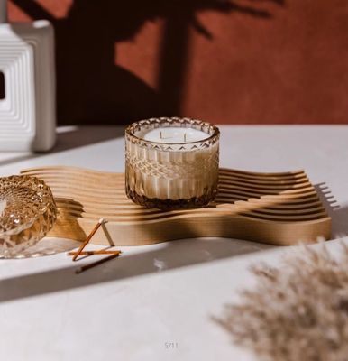 Decorative Maple Wood Wavy Board Display Serving Tray for Modern Custom Boho Style