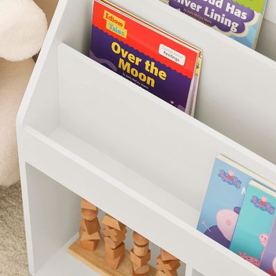 Carved Wooden Bookcase Book Shelf Storage Display Rack Organizer for Children Kids
