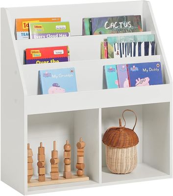 Carved Wooden Bookcase Book Shelf Storage Display Rack Organizer for Children Kids