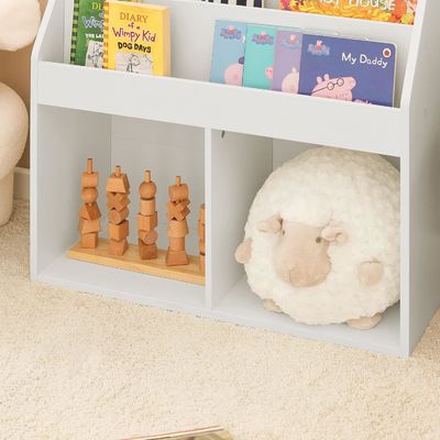 Carved Wooden Bookcase Book Shelf Storage Display Rack Organizer for Children Kids