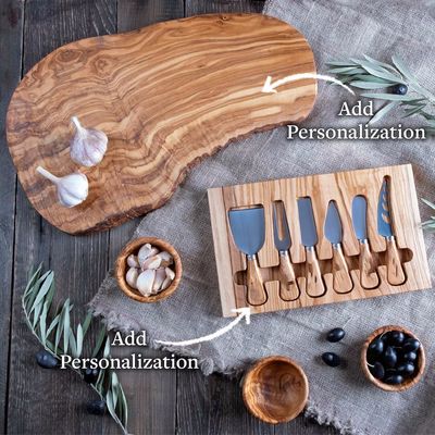 Eco-Friendly Personalized Olive Wood Cutting Board for Chopping and Cheese 6.2 Pounds
