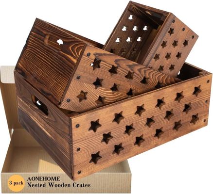Wooden Crate for Book Storage Customized Logo Acceptable Decorative Nesting Wooden Crates