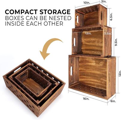 Wooden Crate for Book Storage Customized Logo Acceptable Decorative Nesting Wooden Crates
