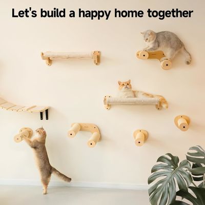 Wood Cat Wall Furniture Shelves with Removable Soft Cover Beds Living Room Furniture