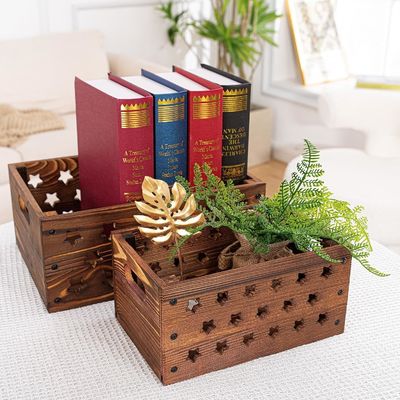 Wooden Crate for Book Storage Customized Logo Acceptable Decorative Nesting Wooden Crates