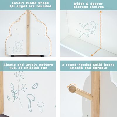 Functional Design Multifunction Wooden Book Rack for Children's Books