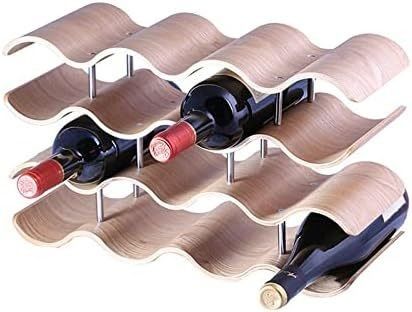 4 Layers Custom Solid Wood Shelf for Easy Installation of Wooden Wave Wine Bottle Storage