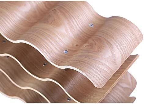 4 Layers Custom Solid Wood Shelf for Easy Installation of Wooden Wave Wine Bottle Storage