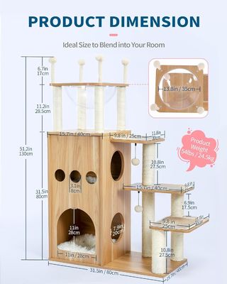 OEM ODM Acceptable Sturdy Frisco Castle Cat Tree Tower Modern 51 Extra Tall Cat Condo