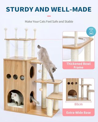 OEM ODM Acceptable Sturdy Frisco Castle Cat Tree Tower Modern 51 Extra Tall Cat Condo