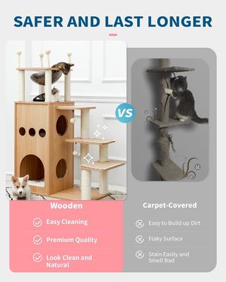 OEM ODM Acceptable Sturdy Frisco Castle Cat Tree Tower Modern 51 Extra Tall Cat Condo