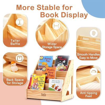 Living Room Front-Facing Kids Bookshelf for Toddlers 1-5 Years Handle and Custom Size