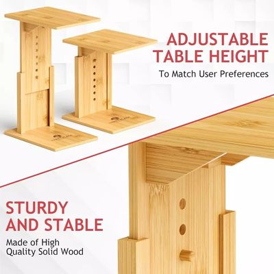 Adjustable Rectangle Bamboo C Shaped Side Table for Wooden Coffee Table Behind Sofa