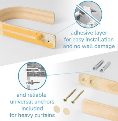 Wooden Curtain Pullbacks Set of 2 Modern Farmhouse Design for Anniversary Occasion
