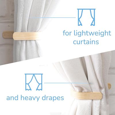 Wooden Curtain Pullbacks Set of 2 Modern Farmhouse Design for Anniversary Occasion