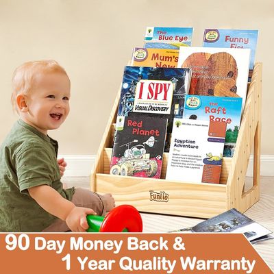 Living Room Front-Facing Kids Bookshelf for Toddlers 1-5 Years Handle and Custom Size