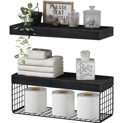 Basins Wood Bathroom Shelves Over Toilet Wall Mounted Floating Shelves Farmhouse Shelf Toilet Paper Storage